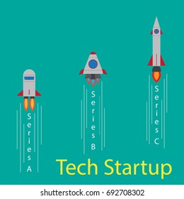 Startup rocket - icon sign symbol - drive for Series A B C funding