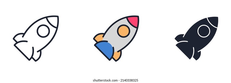 plantilla de símbolo de icono del cohete de inicio para la colección de diseño gráfico y web ilustración vectorial