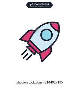 startup rocket icon symbol template for graphic and web design collection logo vector illustration