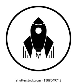 Startup Rocket Icon. Thin Circle Stencil Design. Vector Illustration.