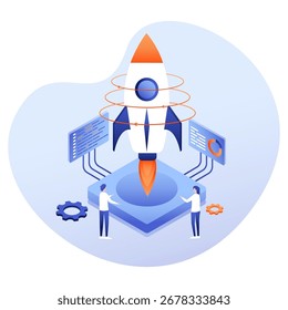 Startup Rocket Launch Concept – Innovation and Growth Vector Illustration