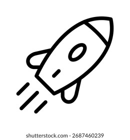 Startup Rocket Launch Icon, Minimal Outline,Mission Liftoff,Innovation and Boost