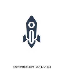 startup, rocket launch solid flat icon. Vector glyph illustration. Black pictogram isolated on white background