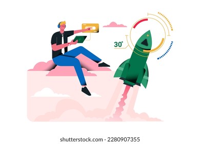 The Startup Rocket Launch Vector Illustration