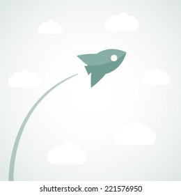 Start-up rocket launcher illustration concept business design
