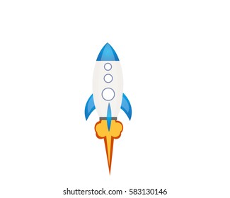 Start-up rocket  Rocket launcher object vector on white background. 