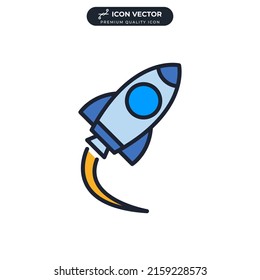 plantilla de símbolo del icono de la bombilla del cohete de inicio para la colección de diseños gráficos y web ilustración vectorial