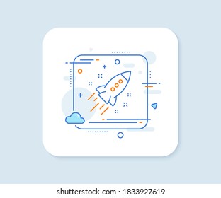 Startup rocket line icon. Abstract square vector button. Launch Project sign. Innovation symbol. Startup rocket line icon. Quality concept badge. Vector