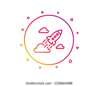 Startup rocket line icon. Launch Project sign. Innovation symbol. Gradient pattern line button. Startup rocket icon design. Geometric shapes. Vector