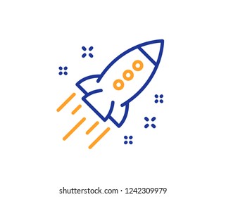 Startup rocket line icon. Launch Project sign. Innovation symbol. Colorful outline concept. Blue and orange thin line color icon. Startup rocket Vector