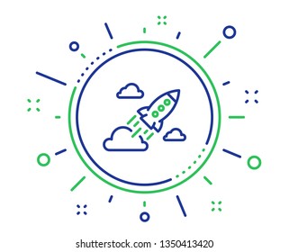 Startup rocket line icon. Launch Project sign. Innovation symbol. Quality design elements. Technology startup rocket button. Editable stroke. Vector