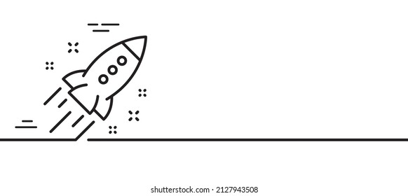 Startup rocket line icon. Launch Project sign. Innovation symbol. Minimal line illustration background. Startup rocket line icon pattern banner. White web template concept. Vector