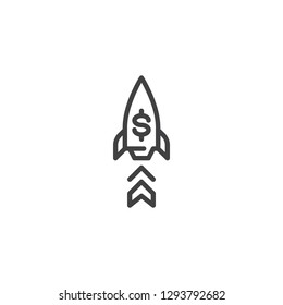 Startup rocket line icon. linear style sign for mobile concept and web design. Project Launch outline vector icon. Symbol, logo illustration. Pixel perfect vector graphics