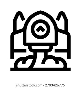 Icono de la línea de cohete de inicio, símbolo de esquema para el lanzamiento del negocio, crecimiento de la innovación, inicio del proyecto, desarrollo rápido y aceleración del emprendedor. Icono de signo de Vector.