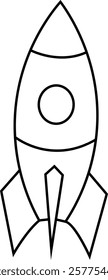 Startup Rocket Line Icon. System booster vector sign, isolated on transparent background. Rocket launch symbol. Editable stroke.