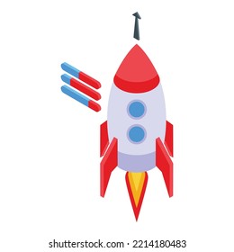 Icon für die Leistung der Startrocket-Symbol ist isometrischer Vektorgrafik. Geschäftsdaten. Unternehmensfinanzierung