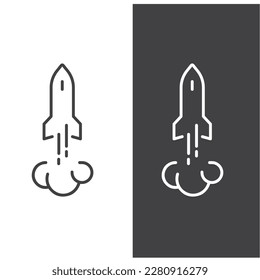 Startup rocket project concept, icon, vector.