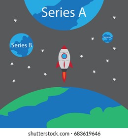 Startup rocket and Series A Series B and Series C Funding