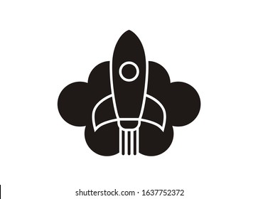 Startup rocket. Simple icon in black and white.