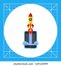 Startup Rocket and Tablet Icon