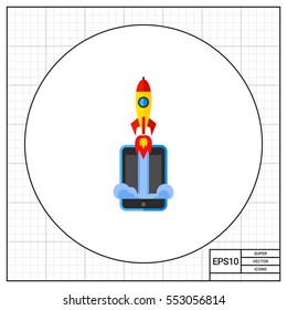 Startup Rocket and Tablet Icon