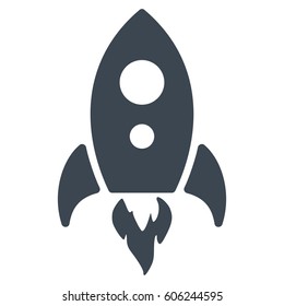 Startup Rocket vector icon. Flat smooth blue symbol. Pictogram is isolated on a white background. Designed for web and software interfaces.