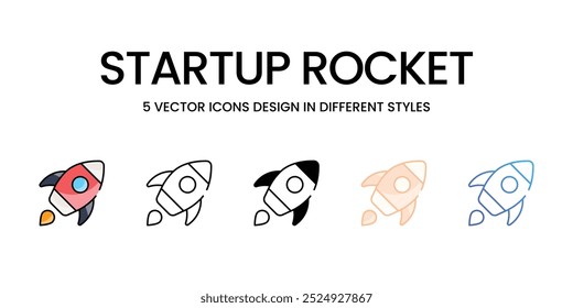 Startup Rocket vector icons set ready to use stock illustration