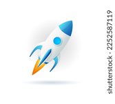 Startup Rocket vector isolated icon. Emoji illustration. Rocket vector emoticon