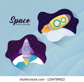 startup rockets with moon universe