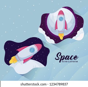 startup rockets with moons icon