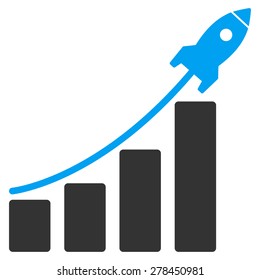 Startup sales icon from Business Bicolor Set. This isolated flat symbol uses modern corporation light blue and gray colors.