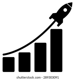 Startup sales icon from Business Bicolor Set. Vector style: flat symbol, black color, rounded angles, white background.