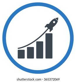 Startup Sales vector icon. Style is bicolor flat circled symbol, smooth blue colors, rounded angles, white background.