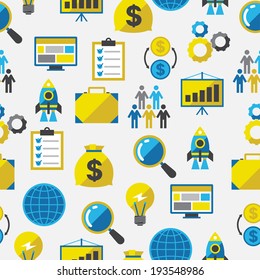 Start-up seamless pattern in flat design style.