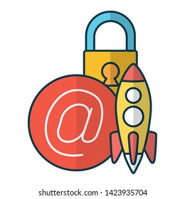 startup secuirty web send email vector illustration