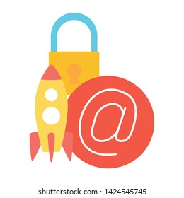 startup secuirty web send email vector illustration