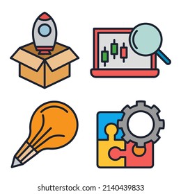 startup set icon symbol template for graphic and web design collection logo vector illustration