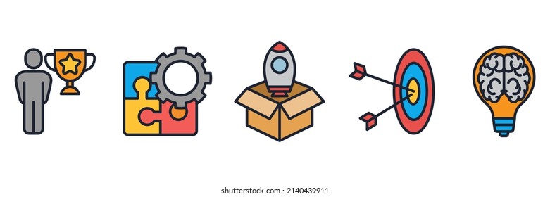 startup set icon symbol template for graphic and web design collection logo vector illustration