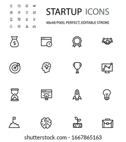 Startup simple line icon set vector illustration.Editable stroke. 48x48 Pixel Perfect.