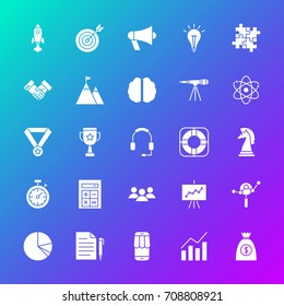 Startup Solid Icons. Vector Illustration of Glyphs over Blurred Background.