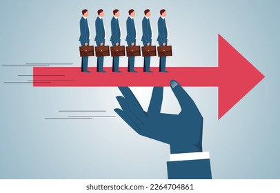Start-up solutions, assistance, helping hands, career development, business investment or financial development guidance, helping hands give the businessman with standing arrows the impetus to start-u