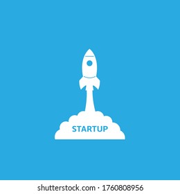 Startup space rocket launch art creative idea. Vector illustration