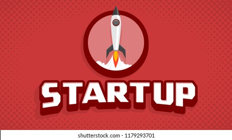 startup space ship launch vintage movie poster style