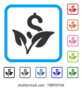 Startup Sprout icon. Flat gray iconic symbol inside a light blue rounded rectangular frame. Black, gray, green, blue, red, orange color variants of Startup Sprout vector.