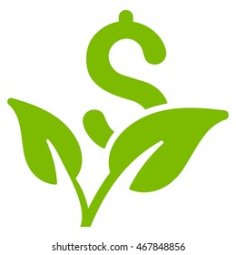 Startup Sprout icon. Vector style is flat iconic symbol with rounded angles, eco green color, white background.