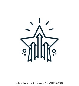 startup star with infographic increase, line style icon. vector illustration design