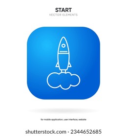 Startup and start icon. Boost rocket icon with linear and flat style. Icons for begin, commence, missile, spaceship. Can use for mobile app, website design, ui, ux.