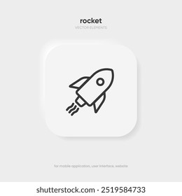 Ícone de inicialização e inicialização. Impulsionar o ícone de foguete com estilo linear e plano. Ícones para começar, começar, míssil, nave espacial. Pode usar para aplicativo móvel, design de site, ui, ux.