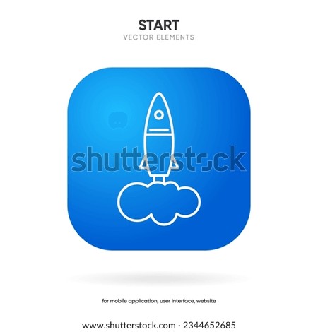 Startup and start icon. Boost rocket icon with linear and flat style. Icons for begin, commence, missile, spaceship. Can use for mobile app, website design, ui, ux.