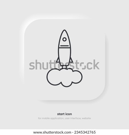 Startup and start icon. Boost rocket icon with linear and flat style. Icons for begin, commence, missile, spaceship. Can use for mobile app, website design, ui, ux.